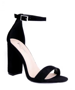 Bubu Black Suede Strappy Block Heel Shoes