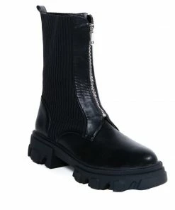 Bubu Black Zip Up Sock Boot Shoes