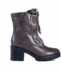 Bubu Shoes Brown Lace Up Stud Boot