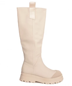 Bubu Cream PU Chunky Tab Boot Boots