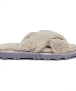 Bubu Fluffy Cross Slipper Grey Shoes