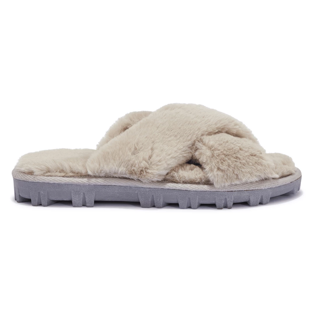 Bubu Fluffy Cross Slipper Grey Shoes 4 Bubu Fluffy Cross Slipper Grey Shoes