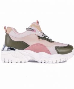 Bubu Shoes Pink & Green Suede Chunky Trainer