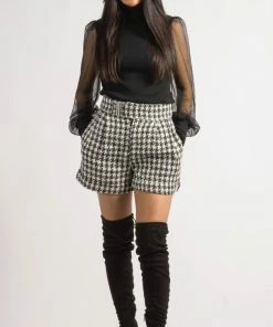 Bubu Black & White Checked Short Dresses