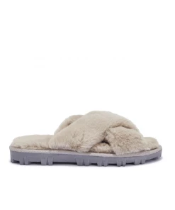 Bubu Fluffy Cross Slipper Grey Shoes