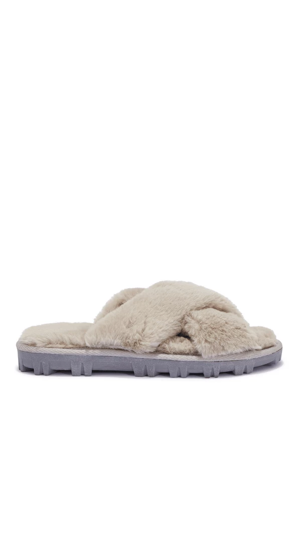 Bubu Fluffy Cross Slipper Grey Shoes 3 Bubu Fluffy Cross Slipper Grey Shoes