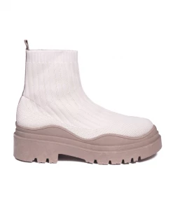 Bubu Beige Wave Sock Boot Shoes