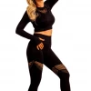 Bubu Gymwear & Joggers Gym Leggings-Black High Waisted With Crop Top