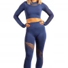 Bubu Gym Leggings - Blue High Waisted With Crop Top Gymwear & Joggers 1 Bubu Gym Leggings - Blue High Waisted With Crop Top Gymwear & Joggers