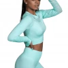 Bubu Gym Leggings - Green High Waisted With Crop Top