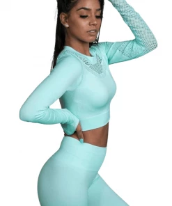 Bubu Gym Leggings - Green High Waisted With Crop Top