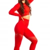 Bubu Gym Leggings - Red High Waisted With Crop Top