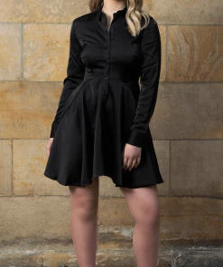 Bubu Clothing Satin Long Sleeved Swing Dress