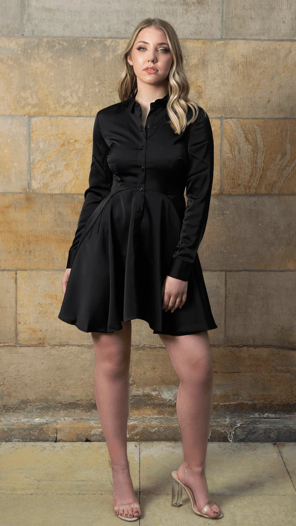 Bubu Clothing Satin Long Sleeved Swing Dress 4 Bubu Clothing Satin Long Sleeved Swing Dress