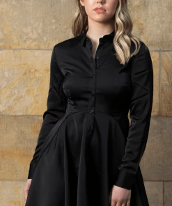 Bubu Clothing Satin Long Sleeved Swing Dress