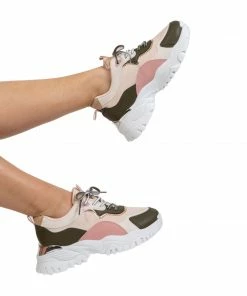 Bubu Shoes Pink & Green Suede Chunky Trainer