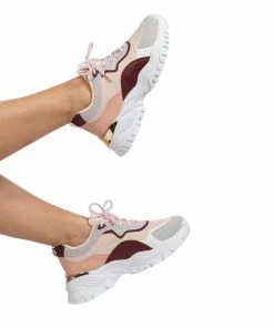 Bubu Pink Suede Chunky Trainers Shoes