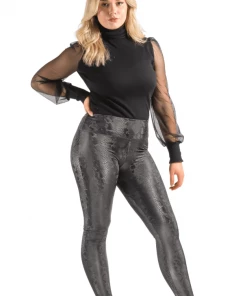 Bubu Snake Print PU Leggings Trousers & Leggings