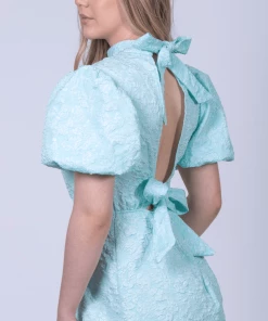 Bubu Mint Puff Sleeve Midi Dress