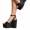 Bubu Black PU Rattan Wedges Shoes