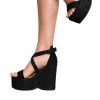 Bubu Shoes Black Suede Crossover Wedges