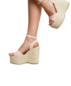 Bubu Shoes Nude Pink PU Strap Wedges