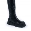 Bubu Black PU Chunky Tab Boot Shoes