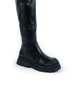 Bubu Black PU Chunky Tab Boot Shoes