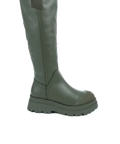 Bubu Green PU Chunky Tab Boot Shoes