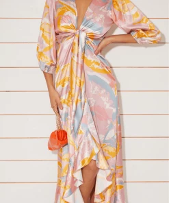 Chi Chi London Tie Dye Front Dip Hem Dress