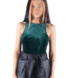 Bubu Tops Green Velvet Bodysuit