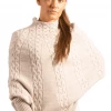 Bubu Natural Knitted High Neck Poncho Knitwear