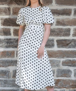 John Zak Polka Dot Puff Sleeve Dress