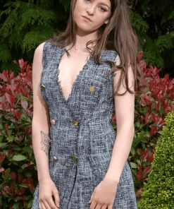 St Genies Clothing Grey Double Breasted Mini Dress