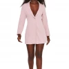 St Genies Pink Embellished Tuxedo Blazer Dress