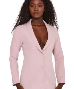 St Genies Pink Embellished Tuxedo Blazer Dress